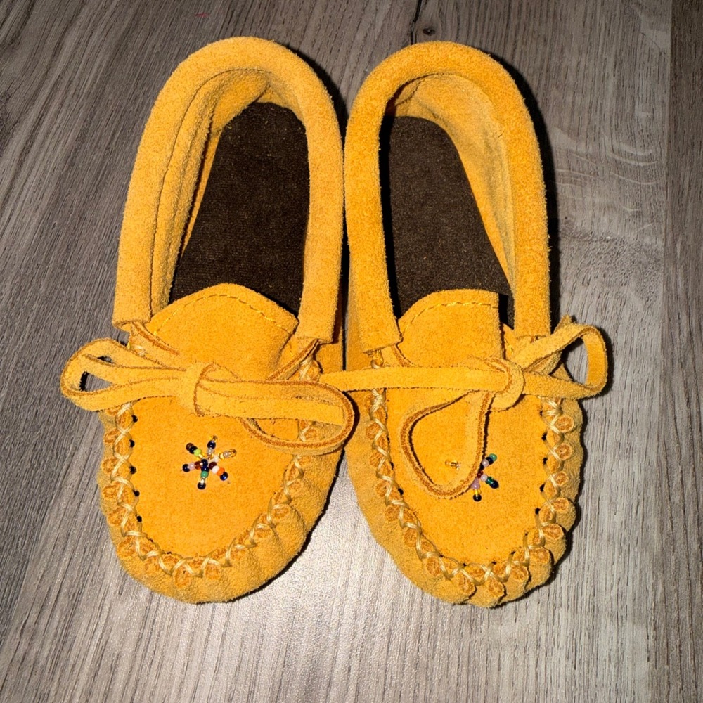Laurentian Chief Moccasins Beaded Suede Boho Canadian Made 1493 8 Yellow